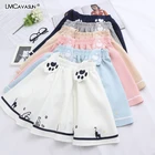 Юбка на бретелях LMCAVASUN, японская мини-юбка с вышивкой в виде кота, летняя юбка с высокой талией для студентов