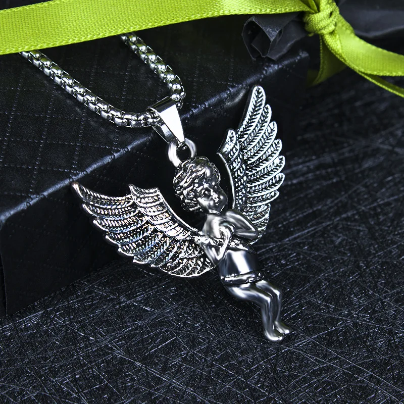 Цепочка с кулоном в виде Купидона ангела для мужчин и женщин Модная бижутерия