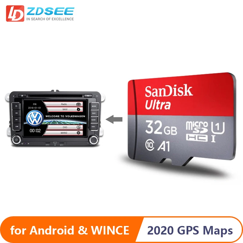 32 Гб GPS карта для Volkswagen 2 din автомобильное радио windows ce 6 0 навигационные карты