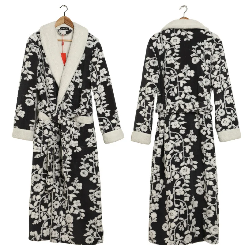 

Winter Thick Flannel Robe Lovers' Flower Kimono Bath Gown Nightgown Casual Sleepwear Nightwear Sexy Home Dress Intimate Lingerie