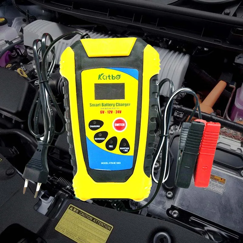 

Universal Car Battery Charger 6V-24V 6A Intelligent Automobile Battery Charger for Electromobile Batteries Charging Pulse Tool