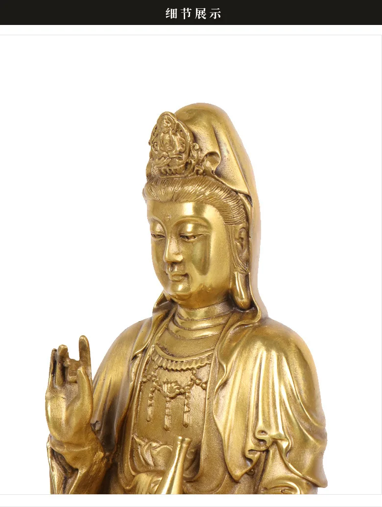 

LAOJUNLU Pure Copper Guanyin Ornaments Sit Namo Avalokiteshvara Crafts Bronze