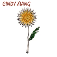 cindy xiang green leaf yellow dandelion flower enamel brooches women mens wedding plants brooch pins party gifts high quality