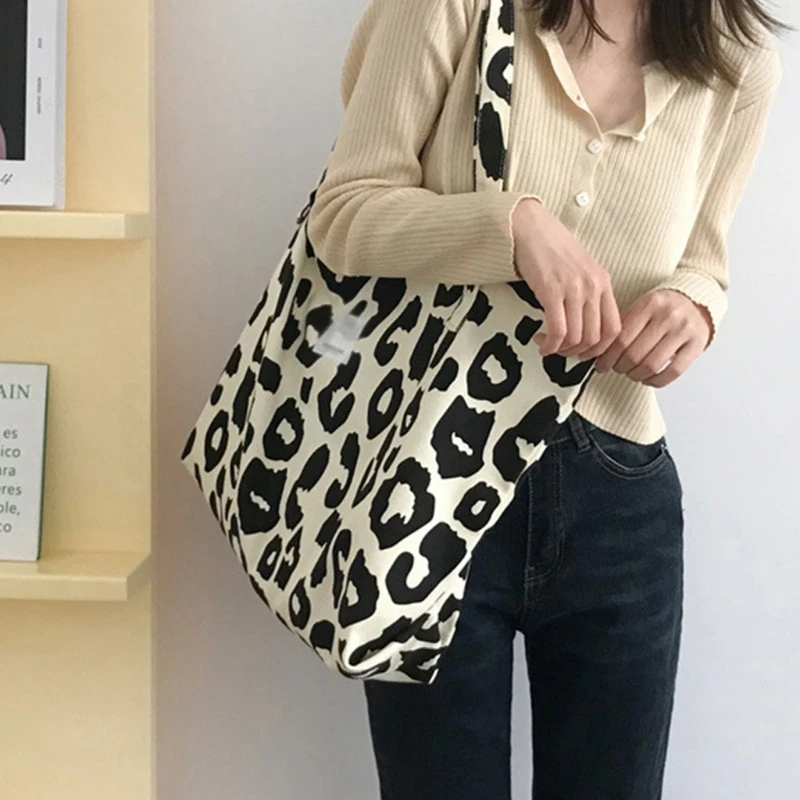 

Bag Women Canvas Underarm Bag Pink Leopard Clutch Purse Bags Retro Shoulder Bag Tote Large Capacity Bucket Handbag