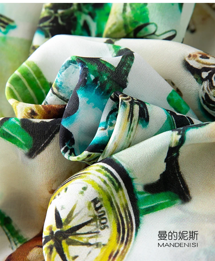 

SHUCHAN Bohemian Silk Korean Dress Raglan Sleeve Mid-Calf A-LINE V-Neck Summer Print Pullover Vestido Midi Elegante