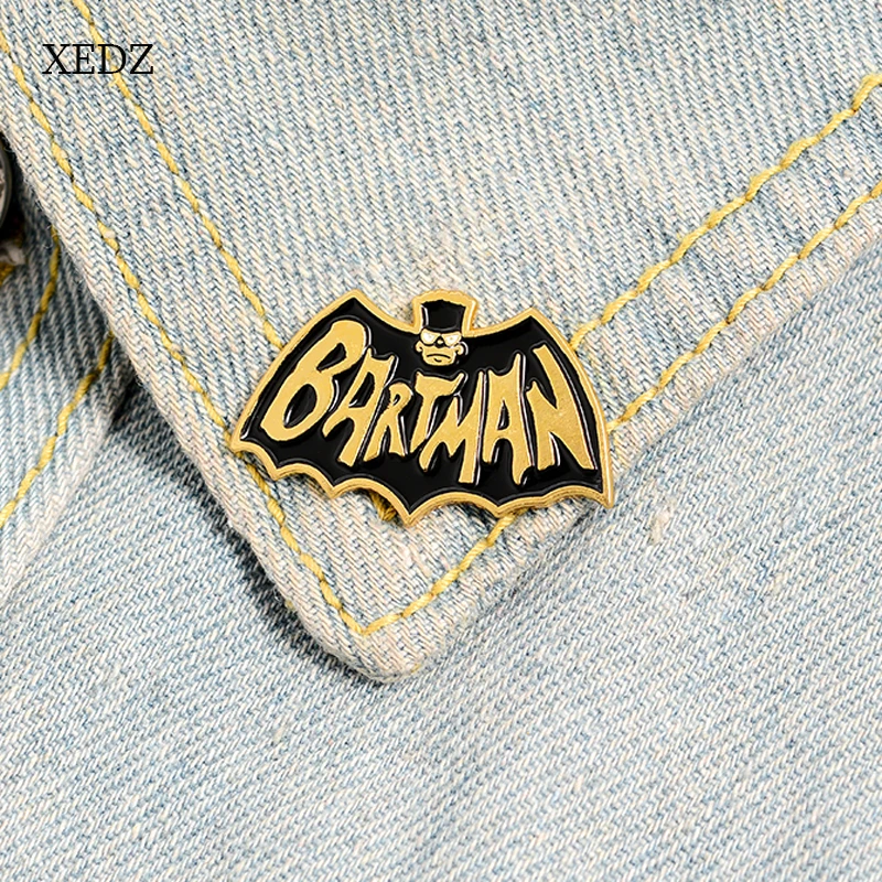 

XEDZ Horror animal bat BARTMAN skull enamel pin romantic men and women metal badge punk clothes lapel brooch gift