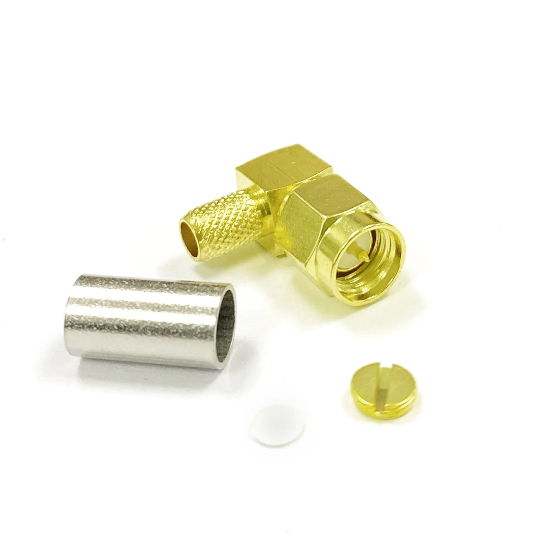 

Lots of 10pcs New SMA Male Right Angle RF Coax Connector Crimp For RG58 RG142 Cable Wholesale Wire Terminal