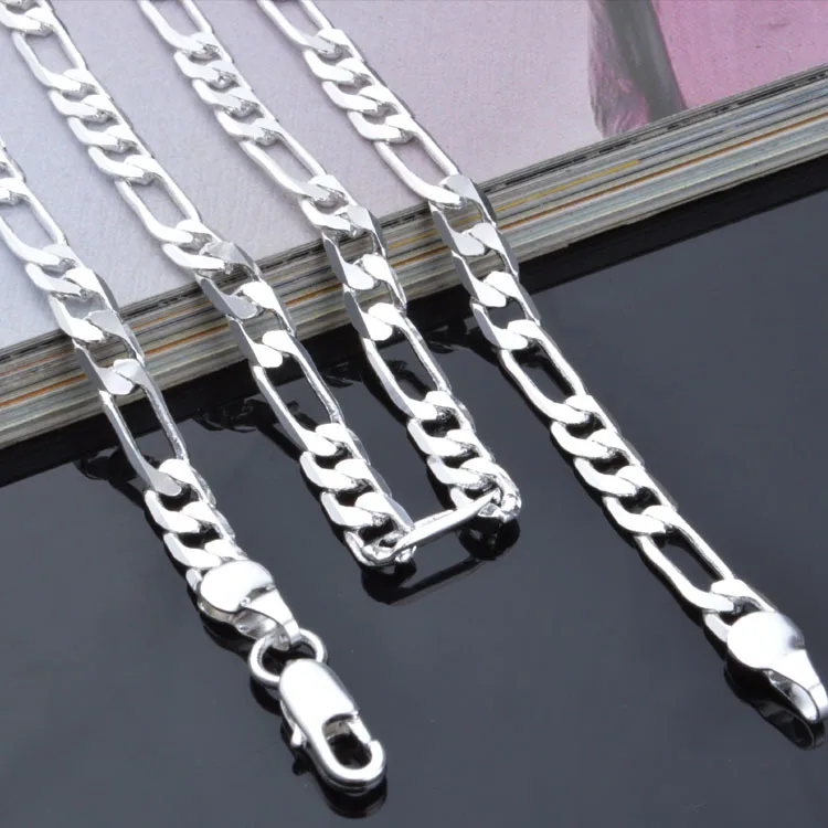 

4MM Figaro Chains Wholesale Personality Fashion Unisex Party Wedding Gift 925 Sterling Silver Chain Necklace for Women Men