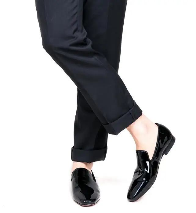 Новое поступление мужские черные лакированные туфли вечерние и свадебные