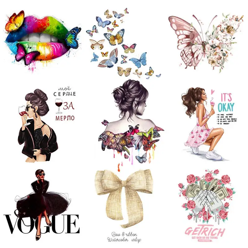 Термонаклейка с изображением сексуальных губ на одежду аппликация бабочки и