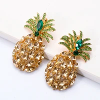 wholesale luxury pineapple shaped colorful rhinestone dangle drop earrings maxi statement crystals jewelry accessories for women