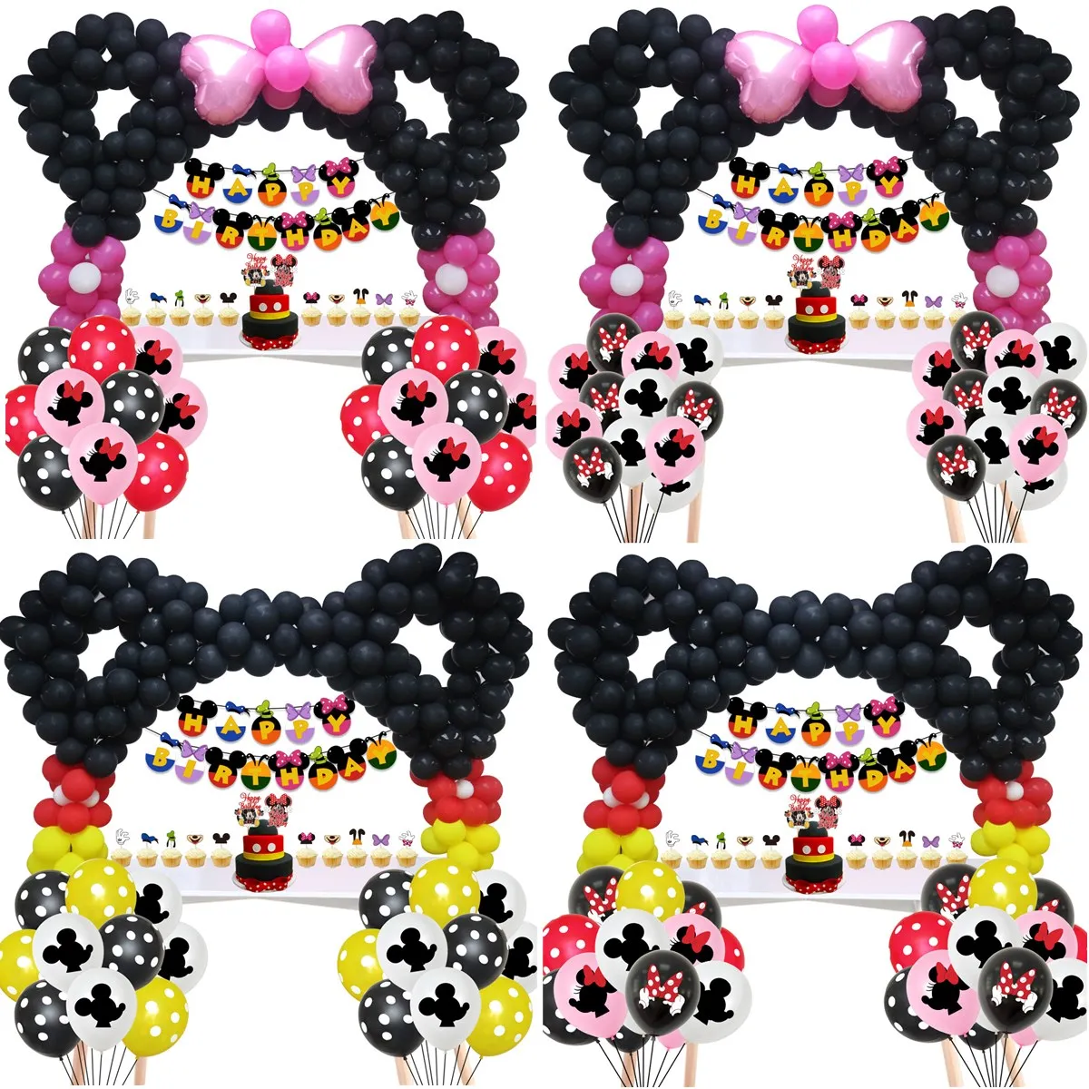

Hot1 Set Mickey Minnie Theme Latex Balloon Arch Banner Cake Card Boys Birthday Party Decoration Party Event Supplies