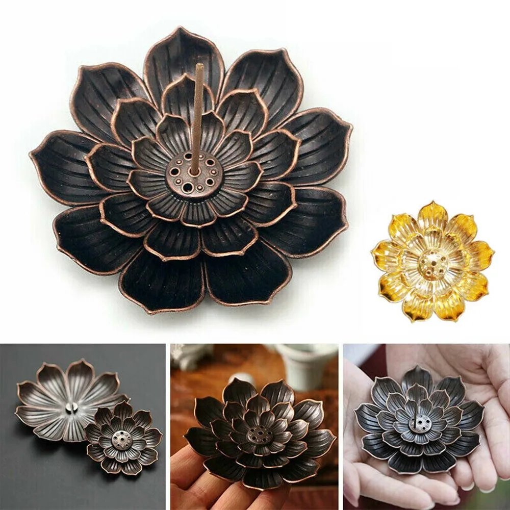 

1pcs Six-hole Lotus Incense Plate Zinc Alloy Insert Line Incense Stick Holder Buddhism Point Incense Plate Incense Holder