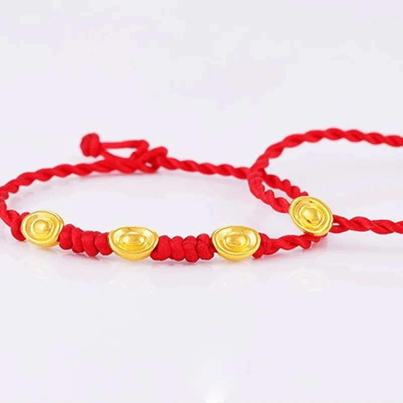 OMHXZJ CA315 Wholesale European Fashion Fine Party Birthday Wedding Gift Ingot Bracelet DIY Accessories 24KT Gold Pendant Charm | Украшения