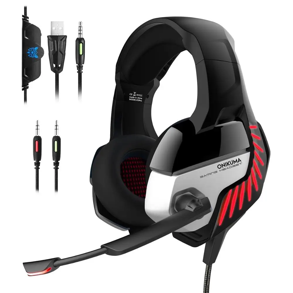 ONIKUMA K5 Pro игровая гарнитура PS4 проводные стерео игровые наушники шлем с микрофоном