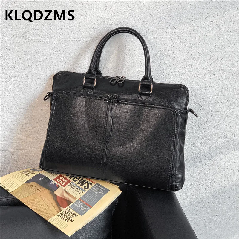 KLQDZMS Men's  Business Briefcases Classic  Messenger Bags PU Multifunctional Fashion  Backpack  Men's Handbag Briefcases