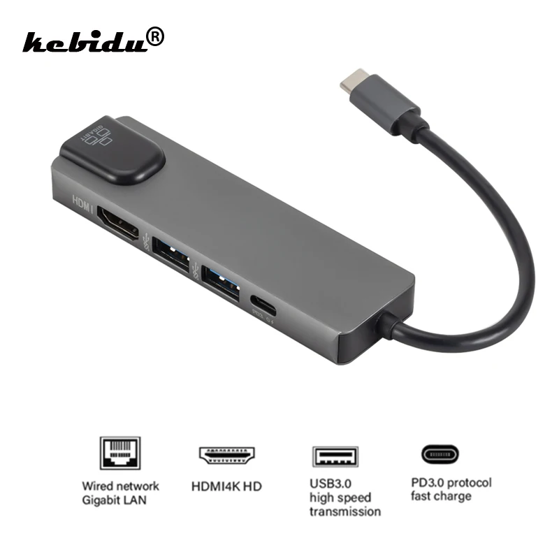 Тип C концентратор HDMI с поддержкой 4K USB до Gigabit Ethernet Rj45 сетевой адаптер для Mac book Pro