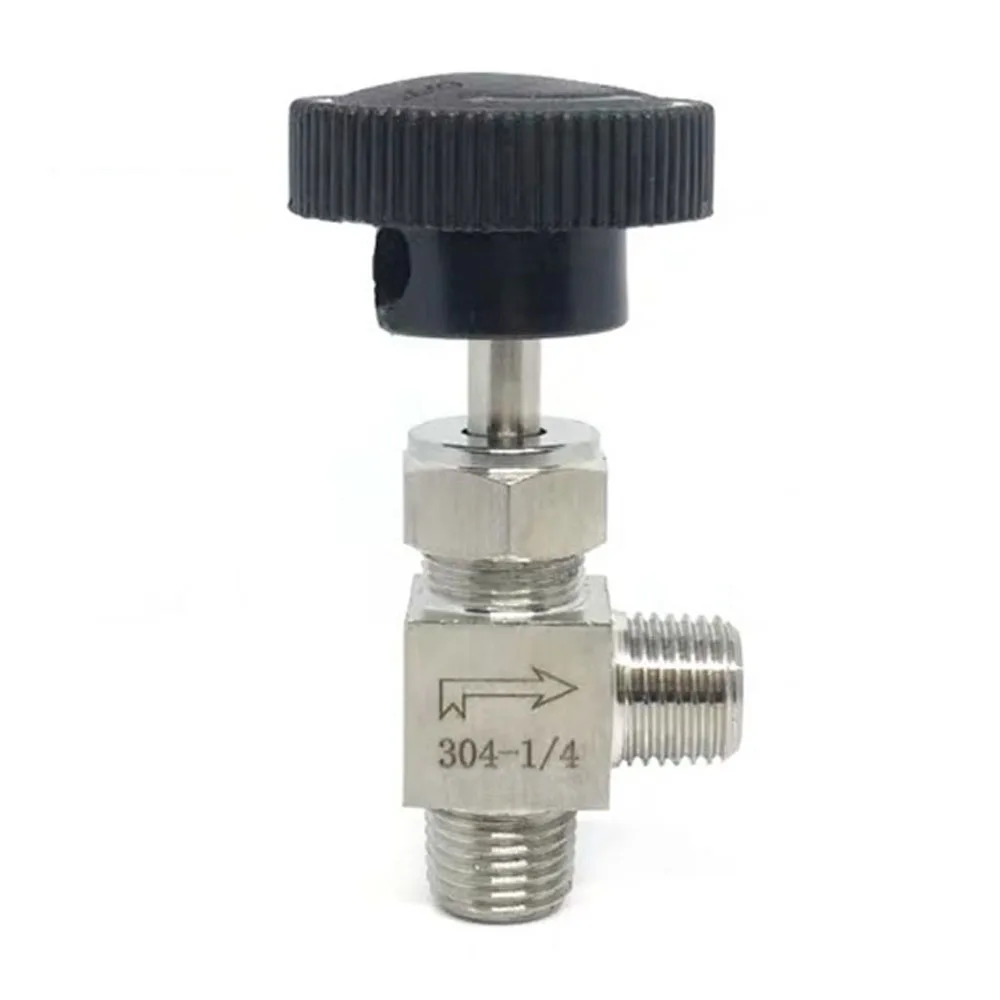 Adjustable Needle Valve G1/8'' 1/4'' 3/8&quot 1/2&quot Male Thread Right Angle 90 degree SS304 Stainless Steel For Water Gas Oil |