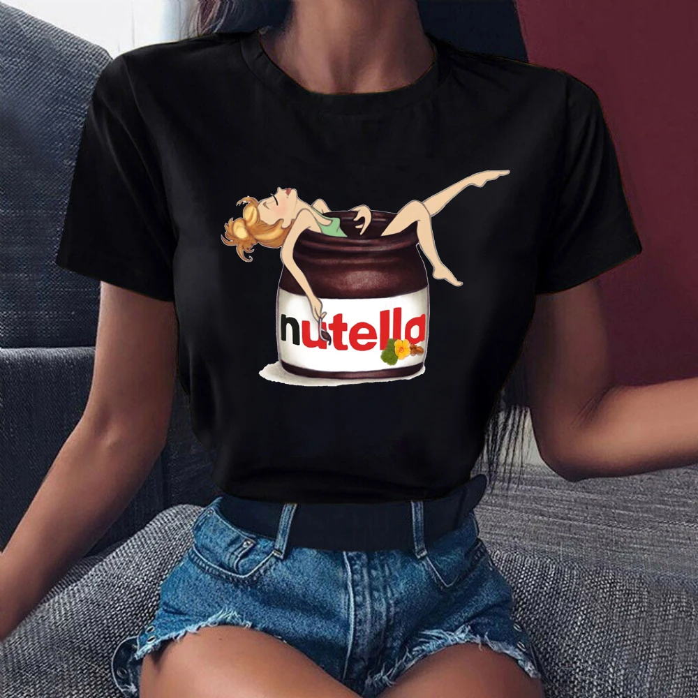 

Лидер продаж, женская футболка WVIOCE, футболки с принтом Nutella, повседневная хипстерская женская футболка Tumblr, топ в стиле Харадзюку, женская од...
