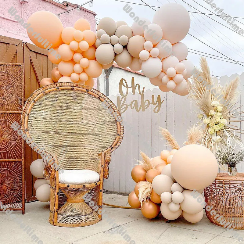 

128pcs Doubled Apricot Balloons Garland Kit Baby Shower Decoration DIY Copper Balloon Arch Birthday Party Supplies Wedding Decor