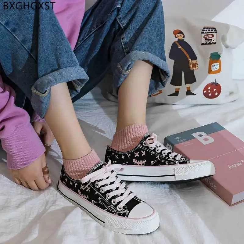 

Black Vulcanize Shoes Women Fashion Canvas Shoes for Woman 2021 Luxury Designer Women Shoes Casual обувь женская осень Chaussure