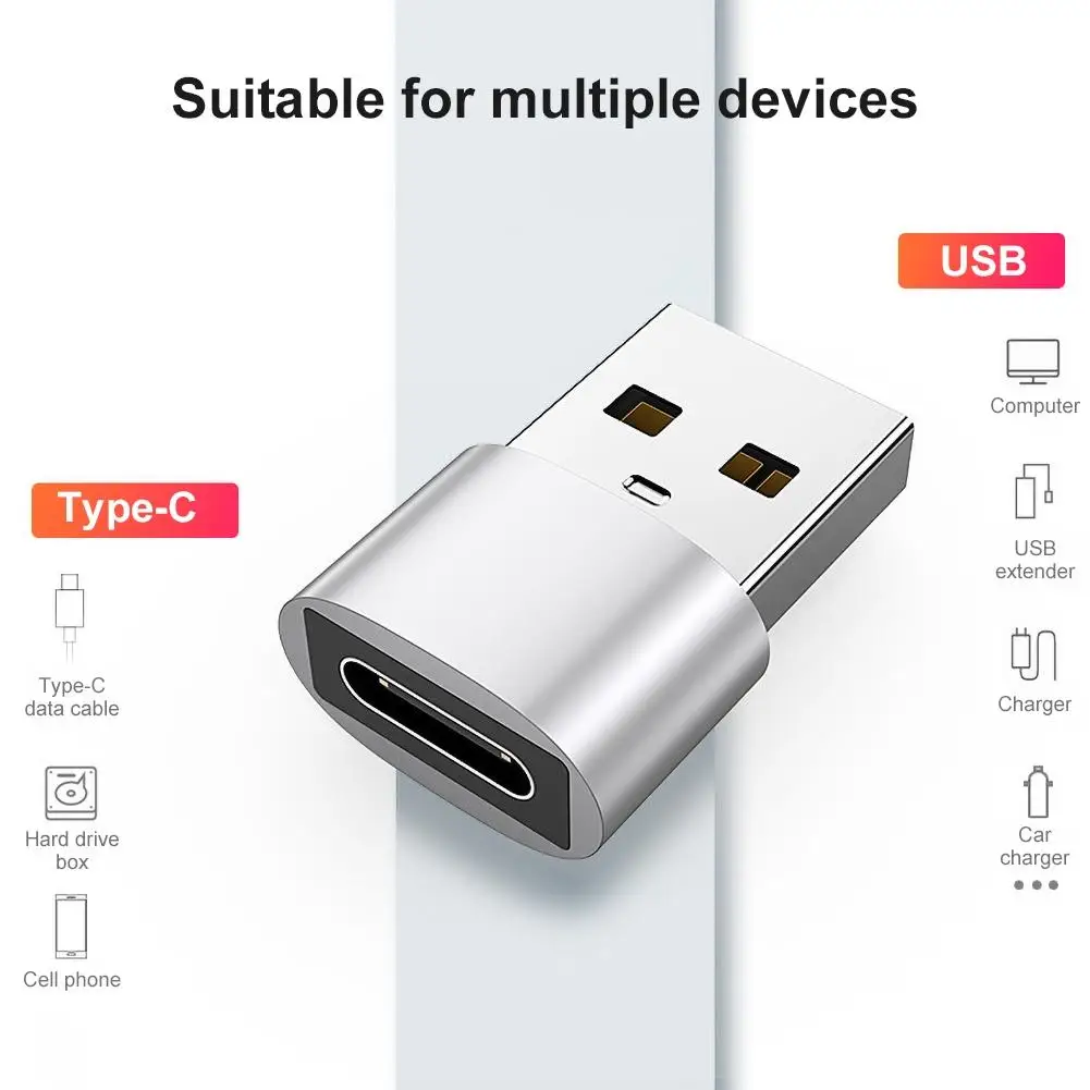 

2Pcs Aluminum Alloy Type-c Female to USB Male Converter Adapter Phone Accessory