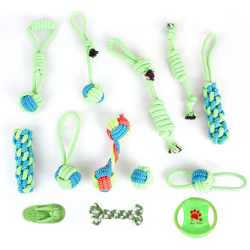 

13 Type Pet Dog Toys Cotton Ball Puppy Chew Molar Toy Teeth Clean Green Rope Funny Outdoor Traning Tool Durable Braided Rope
