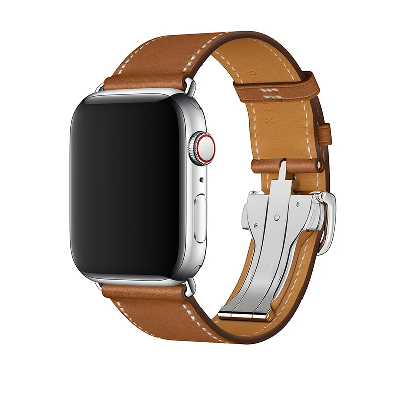 Ремешок из натуральной кожи для часов iWatch Series 3 2 1 сменный ремешок для Apple Watch 5 4 - Цвет ремешка: Brown