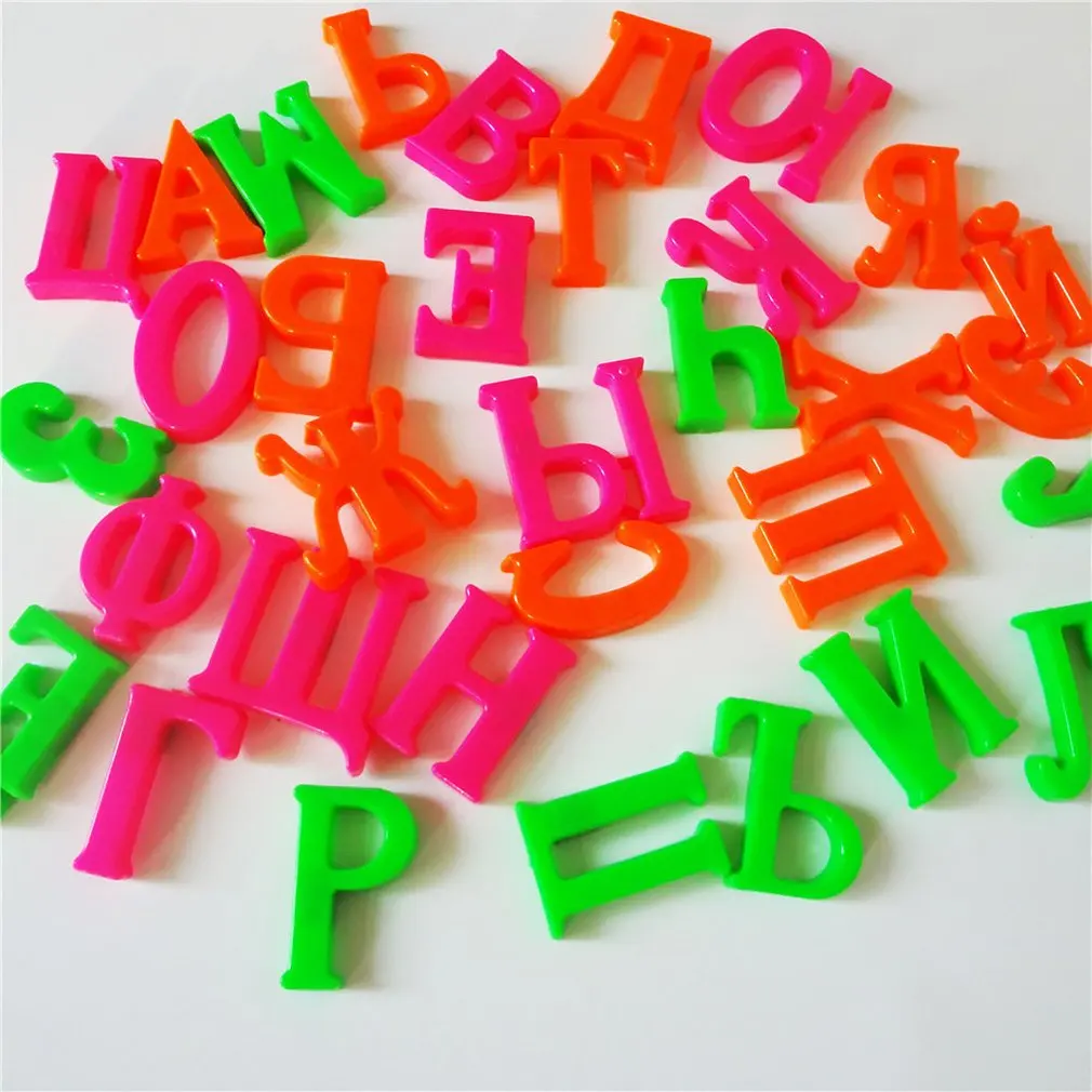 

New 33 pieces 4cm Russian Alphabet Fridge Magnets Plastic toys Child Letter Education Toy Baby Learning Tools Gifts Hot