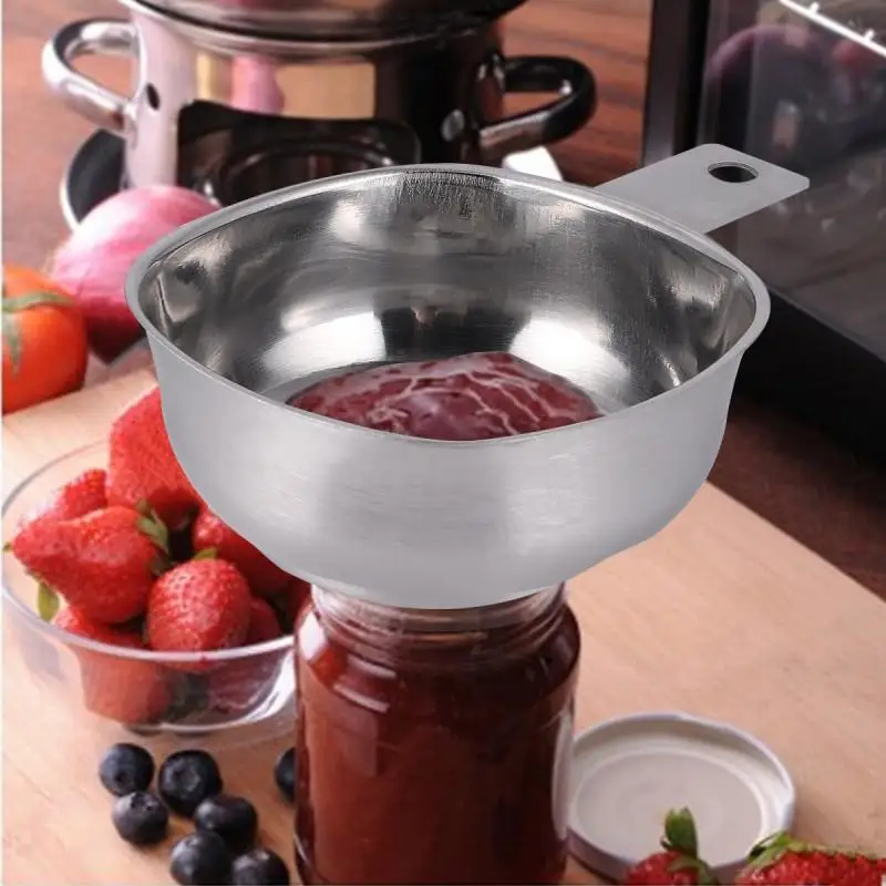 

1pc Wide Mouth Lightweight With Handle Funnel Kitchen Gadget Home Stainless Steel Square Wide Mouth Funnel Diameter Oil Leakage