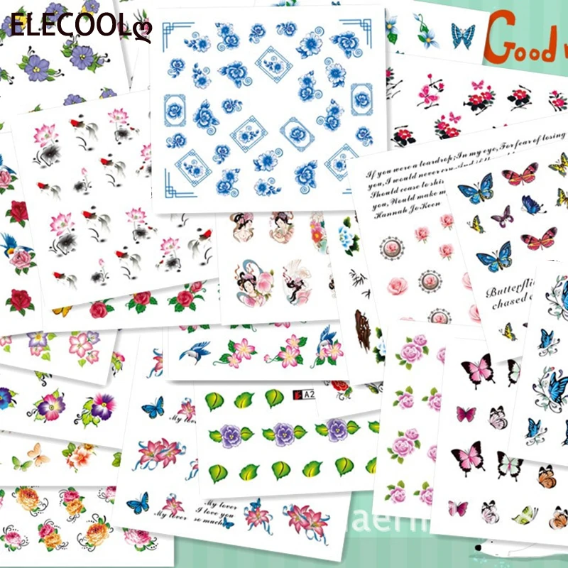 

Набор наклеек для ногтей ELECOOL 50 листов, Смешанные Цветочные геометрические Переводные Слайдеры для ногтевого дизайна, цветочные листья
