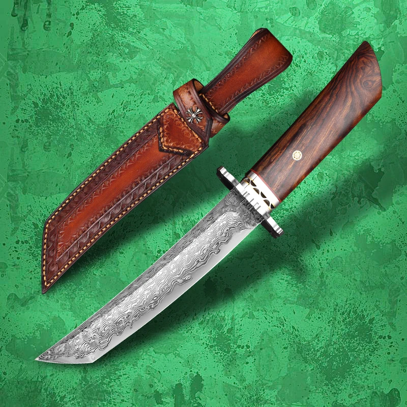 

Shanker Samurai Handmade Damascus VG10 Steel Sharp Straight Knife Outdoor Hunting Camping Survival Fixed Blade Tactical Tools
