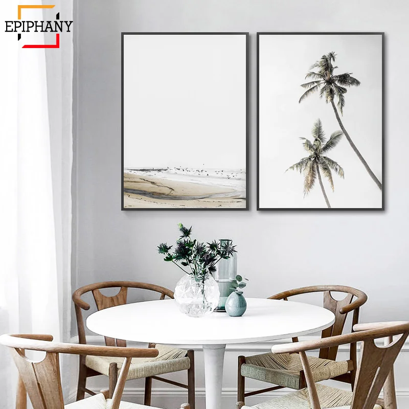 Пастельные пляжные принты природа искусство пальма пейзаж холст живопись