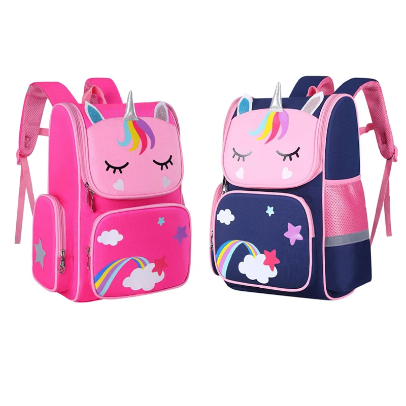 

Children School Backpack Cute Rainbow Cartoon Waterproof Reflective Stripes Bagpack Elementary School Bag For Teenage Girls