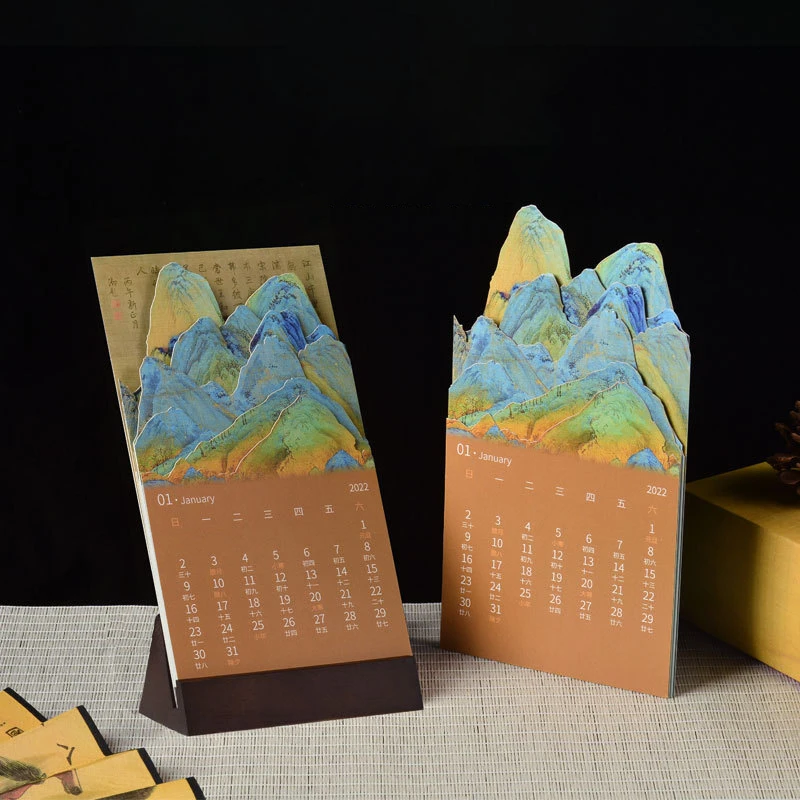 

Календарь с ландшафтным рисунком, настольные календари 2022, украшения, канцелярские принадлежности, школьные принадлежности, офис 365, календ...
