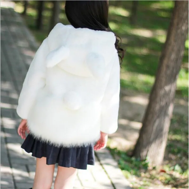 Winter New Children's Cotton Faux Fur Coat Korean Boys And Girls Baby Rabbit Ears Hooded Imitation Long Overcoat | Детская одежда и