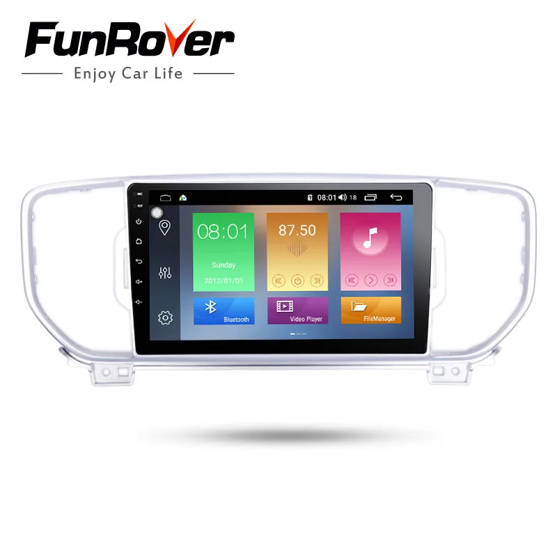 Funrover 8 "android9.0 автомобильный мультимедийный плеер для KIA sportage KX5 2016 2017 2 din dvd Радио