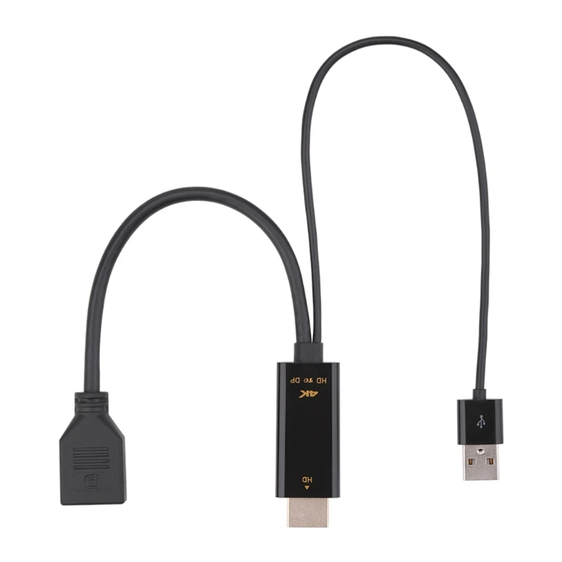 

4K 60 Гц HDMI-совместимый штекер к DP дисплейному порту, гнездовой конвертер, видеоадаптер, кабель DP, активный USB-шнур питания для ТВ, ПК