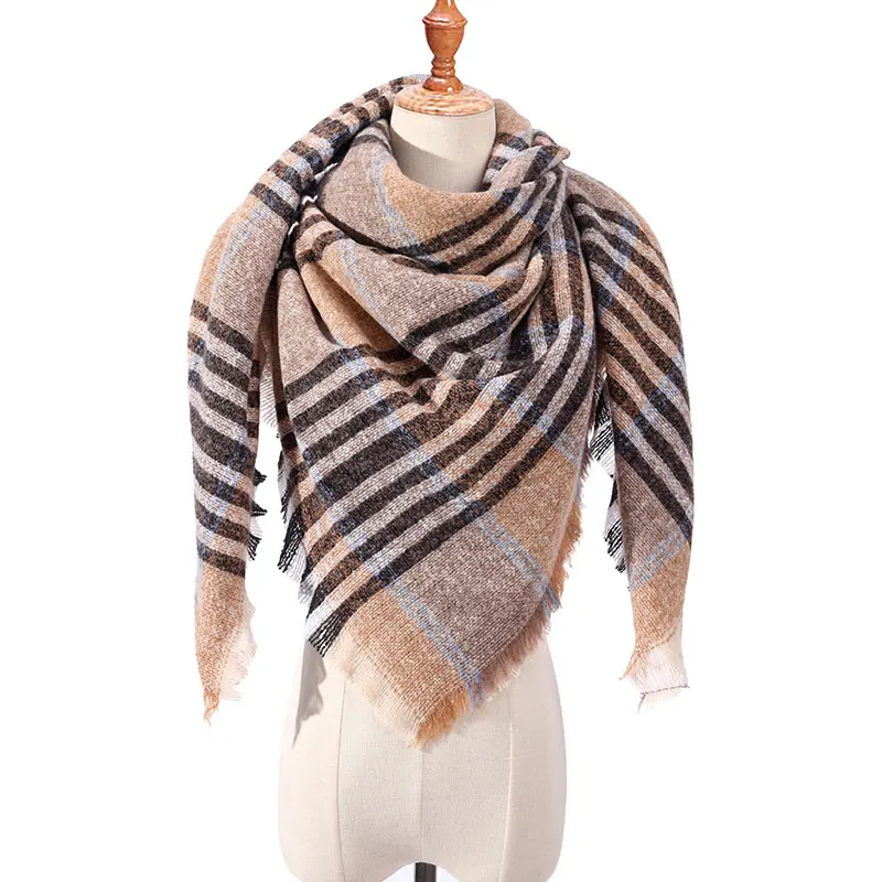 

Knitted Winter Women Scarf Fashion Casual Warm Triangle Scarf Ladies Plaid Shawl Blanket Bufanda