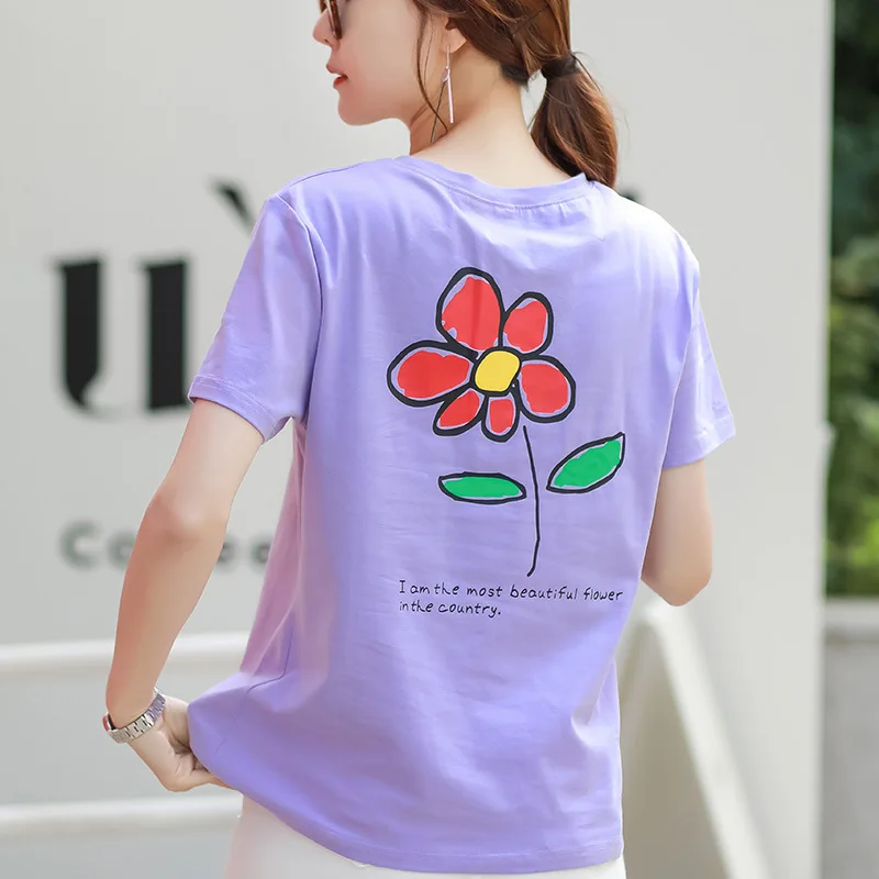 Летний светильник 2020 фиолетовая футболка с круглым вырезом и коротким рукавом