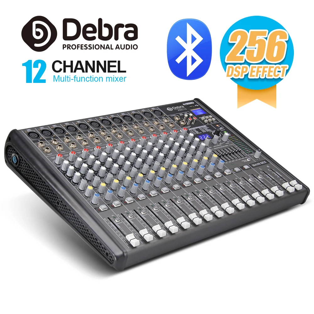 Профессиональный Debra Audio PRO 12 каналов с 256 DSP звуковые эффекты Bluetooth студийный микшер аудио-DJ звуковой контроллер Interf