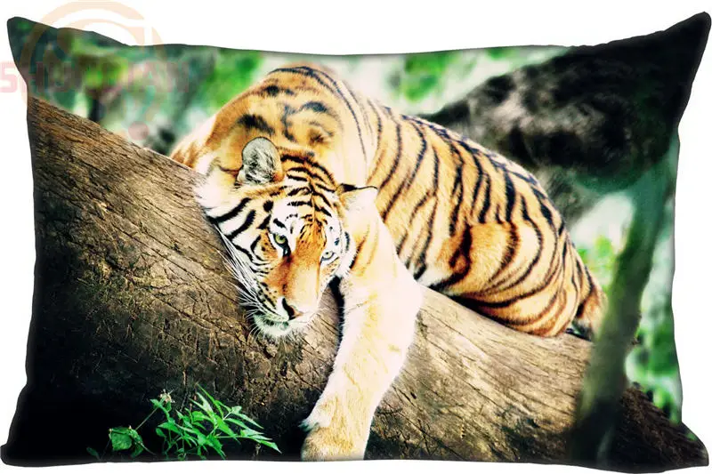 Наволочка под заказ 45x35 см (одна сторона) тигр прямоугольная молния Удобная