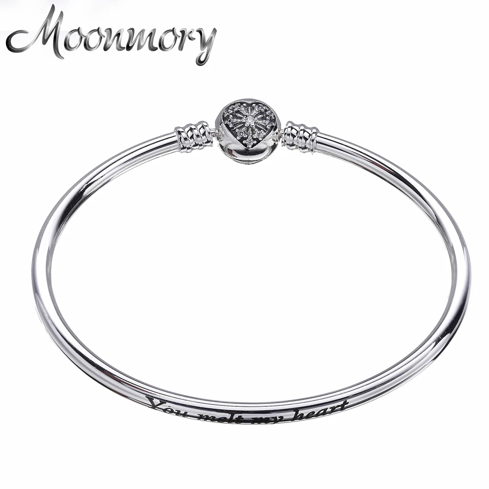 Moonmory подлинное серебро 925 пробы сердце зимы Снежинка застежка для браслета