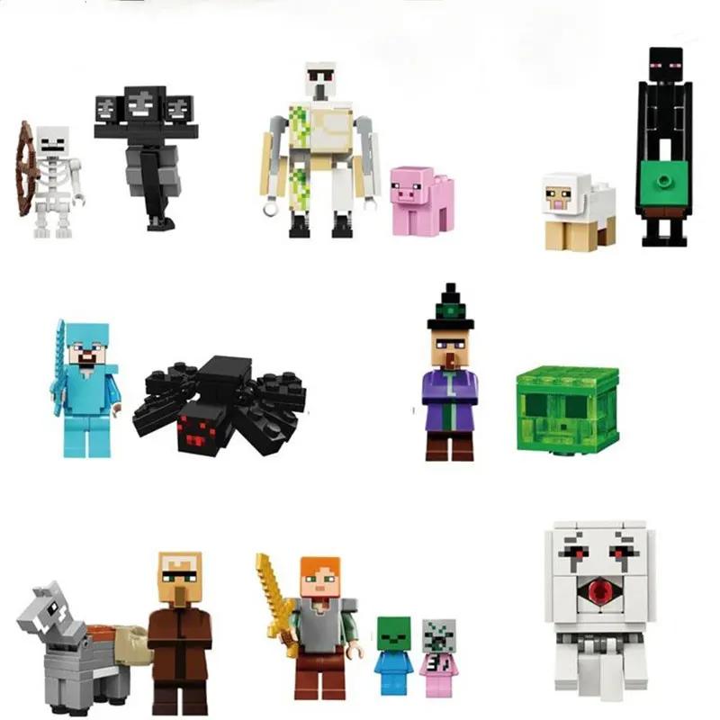 В наличии Herobrine Ghast Wither Стив модель строительных блоков с моим миром экшн фигурки