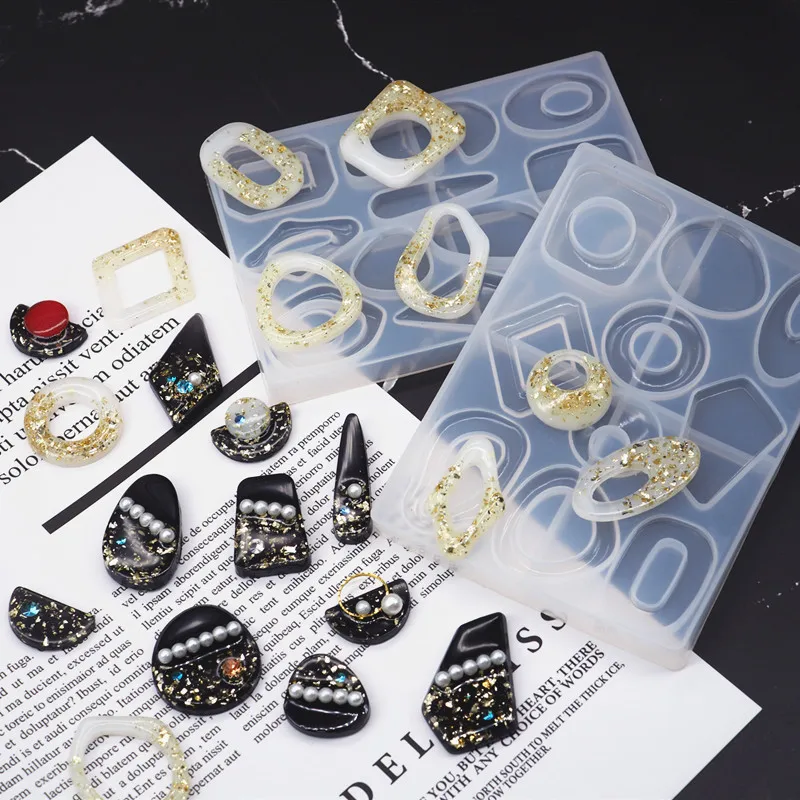 

DIY Crystal Resin Mold Geometric Irregular Earring Mold Traditional 6 Lattice Necklace Pendant Earring Jewelry Mold