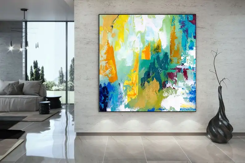 

Extra Large Wall Art Original Handpainted Contemporary Abstract Painting Horizontal Vertical Huge Size Art Bright and Colorful
