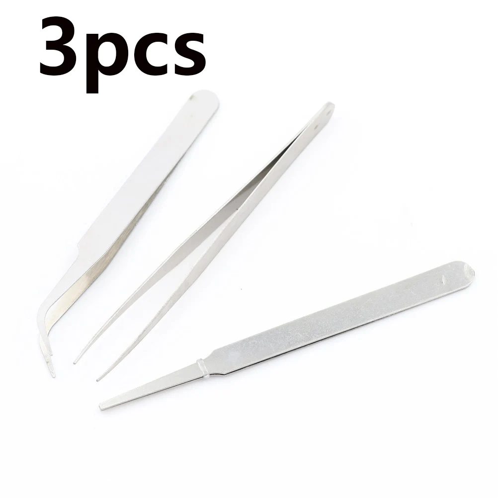 

3 Pcs 11cm Stainless Steel Electronic Tweezers Repair For Jewelry Making Diy Accessories