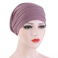 new fashion candy color turban cap chemotherapy headband 2021 forehead pile hat muslim bandanas women hair accessories