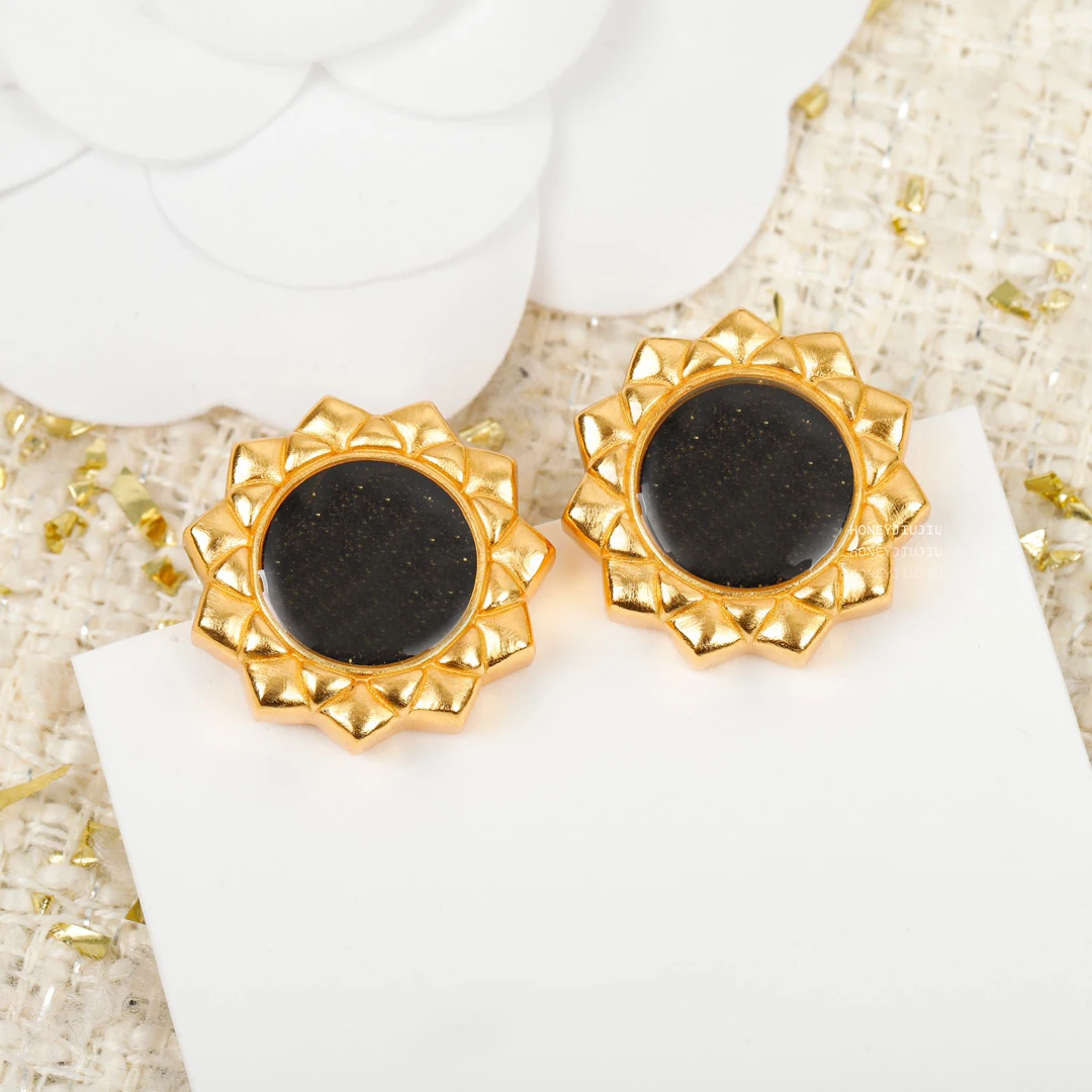 

Женские винтажные серьги с кристаллами, золотистые серьги в форме подсолнуха, дизайнерская бижутерия высшего качества, Модная японская и к...