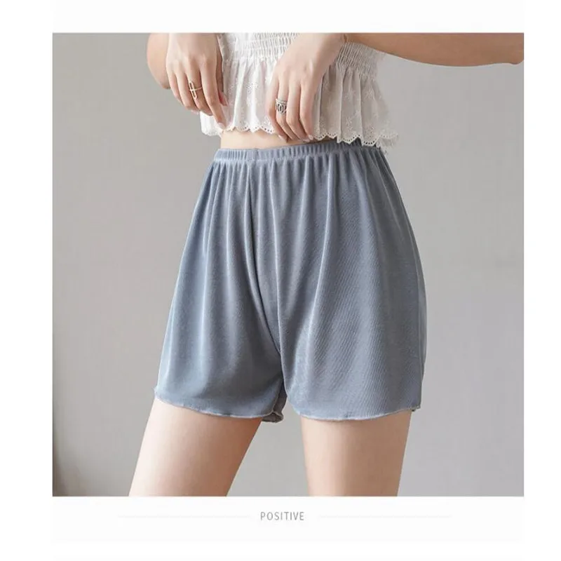 

Shorts Femenino 2020 Summer Elastic Waist Thin Cool Plus Size 4xl 3xl Safty Bermuda Lounge Shorts Balck Blue Green